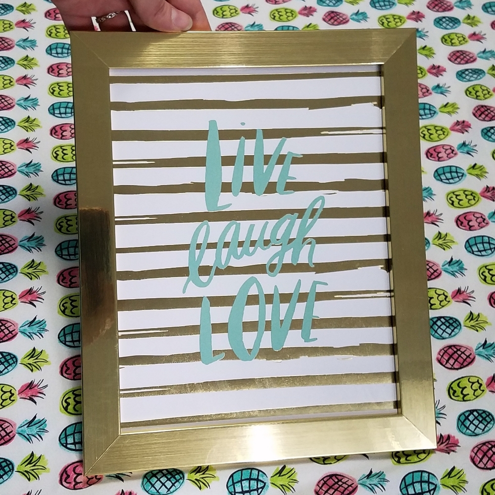 NWT gold framed Live Laugh Love wall art, 8"x10" - Picture 1 of 6